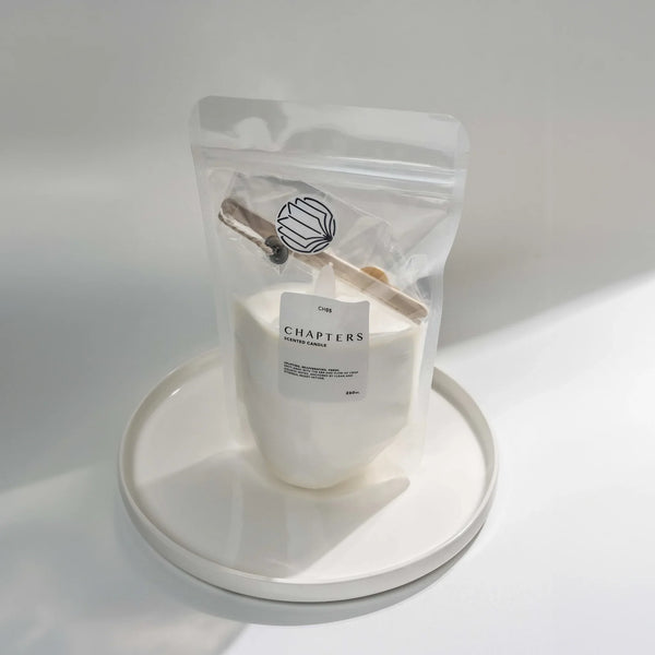 Chapters Candle Refill Pouch — sustainable soy wax refill kit in 6 scents