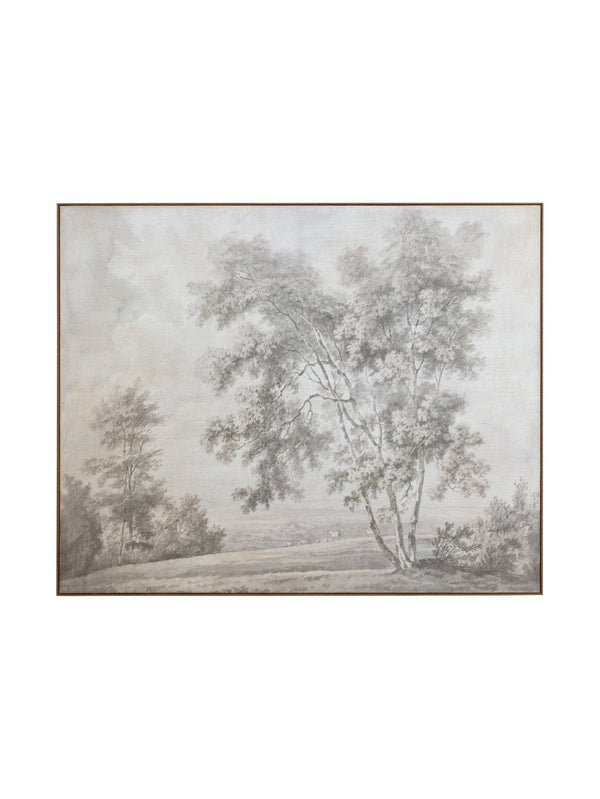 Pastoral Landscape Wall Art in Sepia