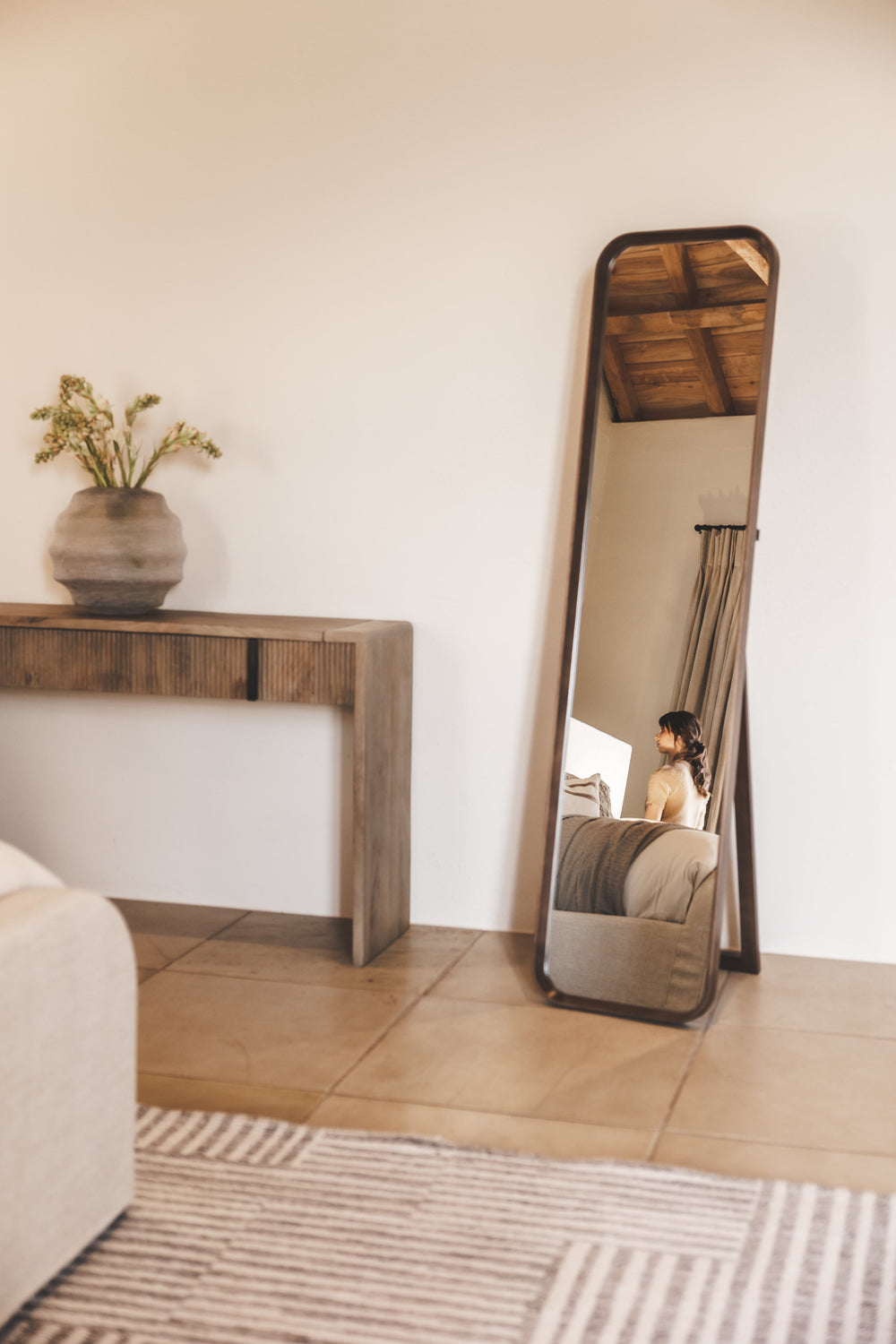 Victor Oak Floor Mirror Pecan Styled 4b